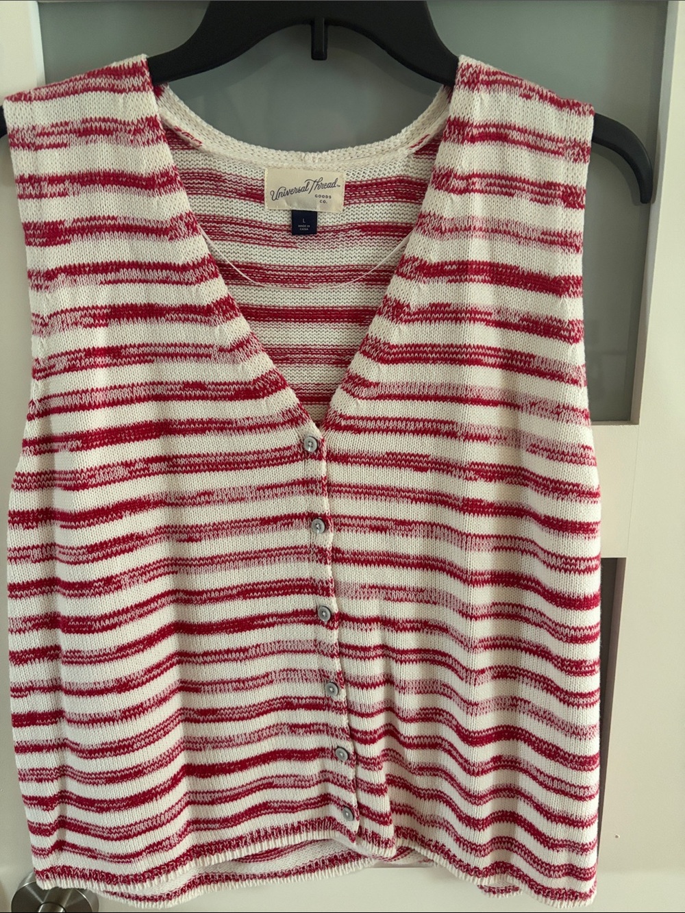 Universal Thread Red & White Striped Button-Front Tank